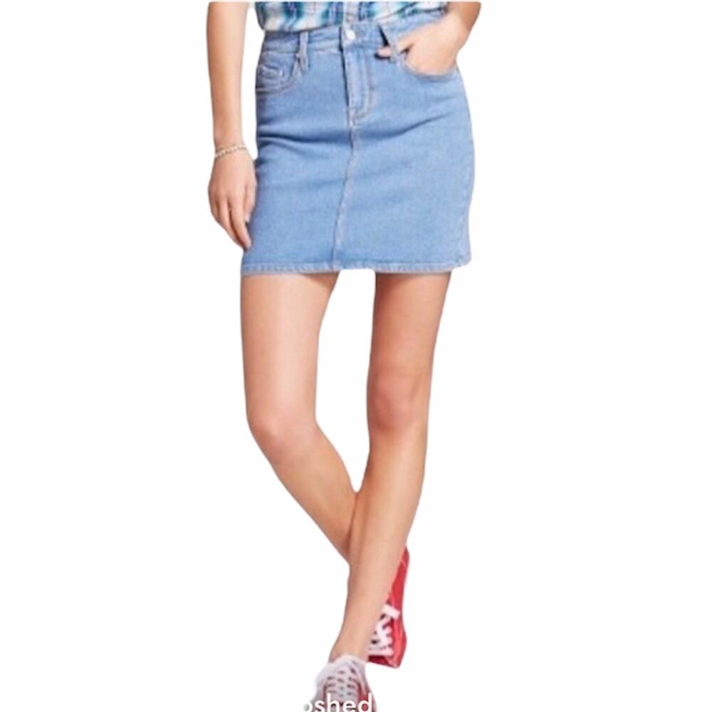 Mossimo Light Denim Skirt Pockets High Rise 1EA5